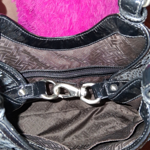 Cole Haan Black Woven Patent Shoulder Tote - Picture 15 of 16